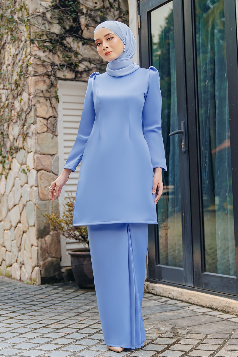 ADELINE KURUNG IN STEEL BLUE